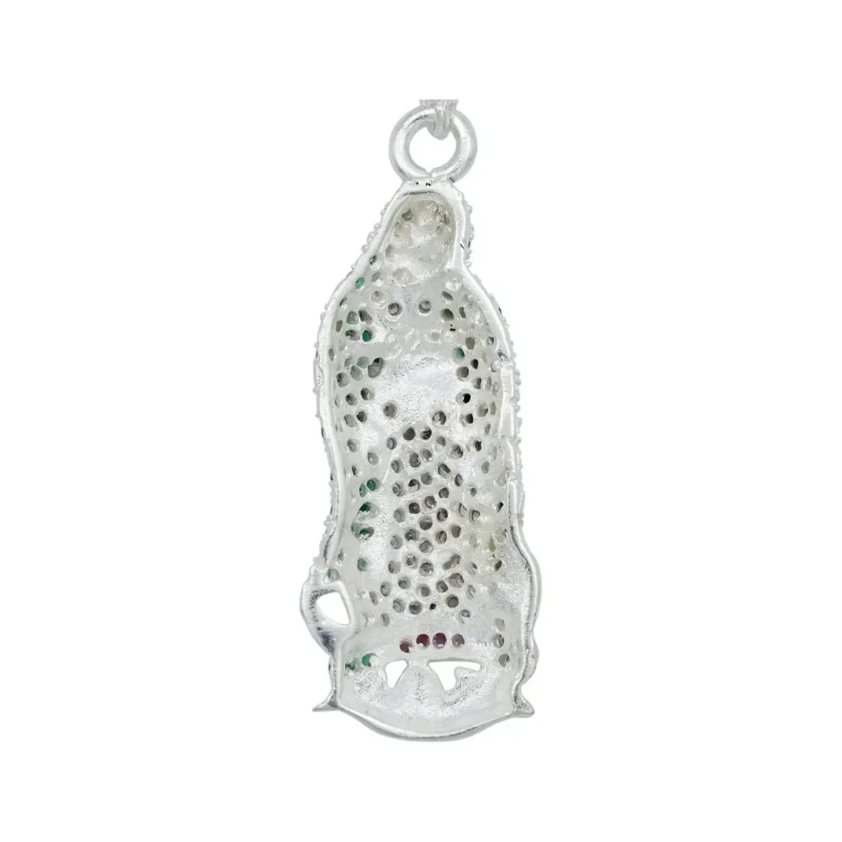 Dije Medalla Virgen de Guadalupe Plata 925 con Zirconia Verde Liso - Imagen 5