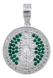 Dije Medalla Virgen de Guadalupe Plata 925 con Zirconia Verde - Imagen 1