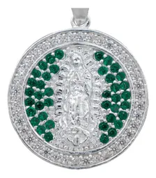 Dije Medalla Virgen de Guadalupe Plata 925 con Zirconia Verde - Imagen 2