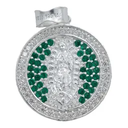 Dije Medalla Virgen de Guadalupe Plata 925 con Zirconia Verde - Imagen 3