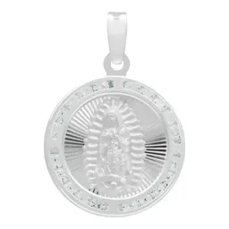 Dije Medalla Virgen de Guadalupe Plata 925 con Zirconia - Imagen 1