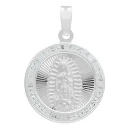 Dije Medalla Virgen de Guadalupe Plata 925 con Zirconia - Imagen 1