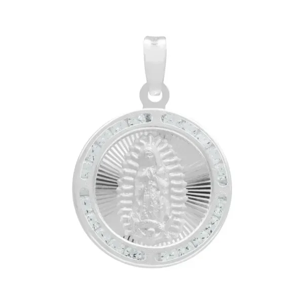 Dije Medalla Virgen de Guadalupe Plata 925 con Zirconia - Imagen 1