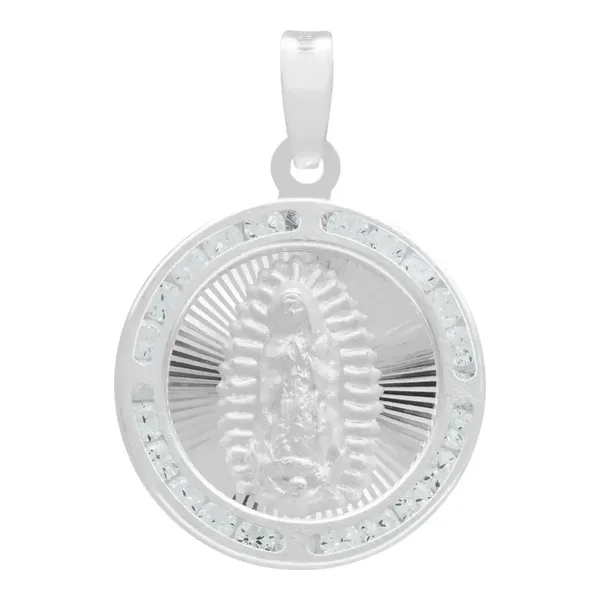 Dije Medalla Virgen de Guadalupe Plata 925 con Zirconia - Imagen 1