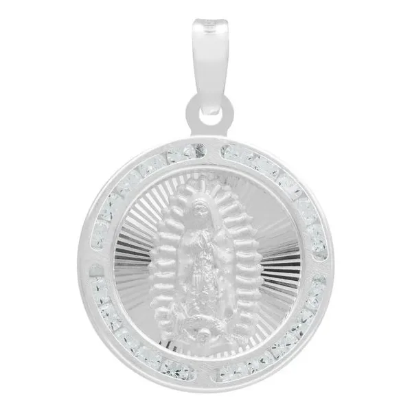 Dije Medalla Virgen de Guadalupe Plata 925 con Zirconia - Imagen 1