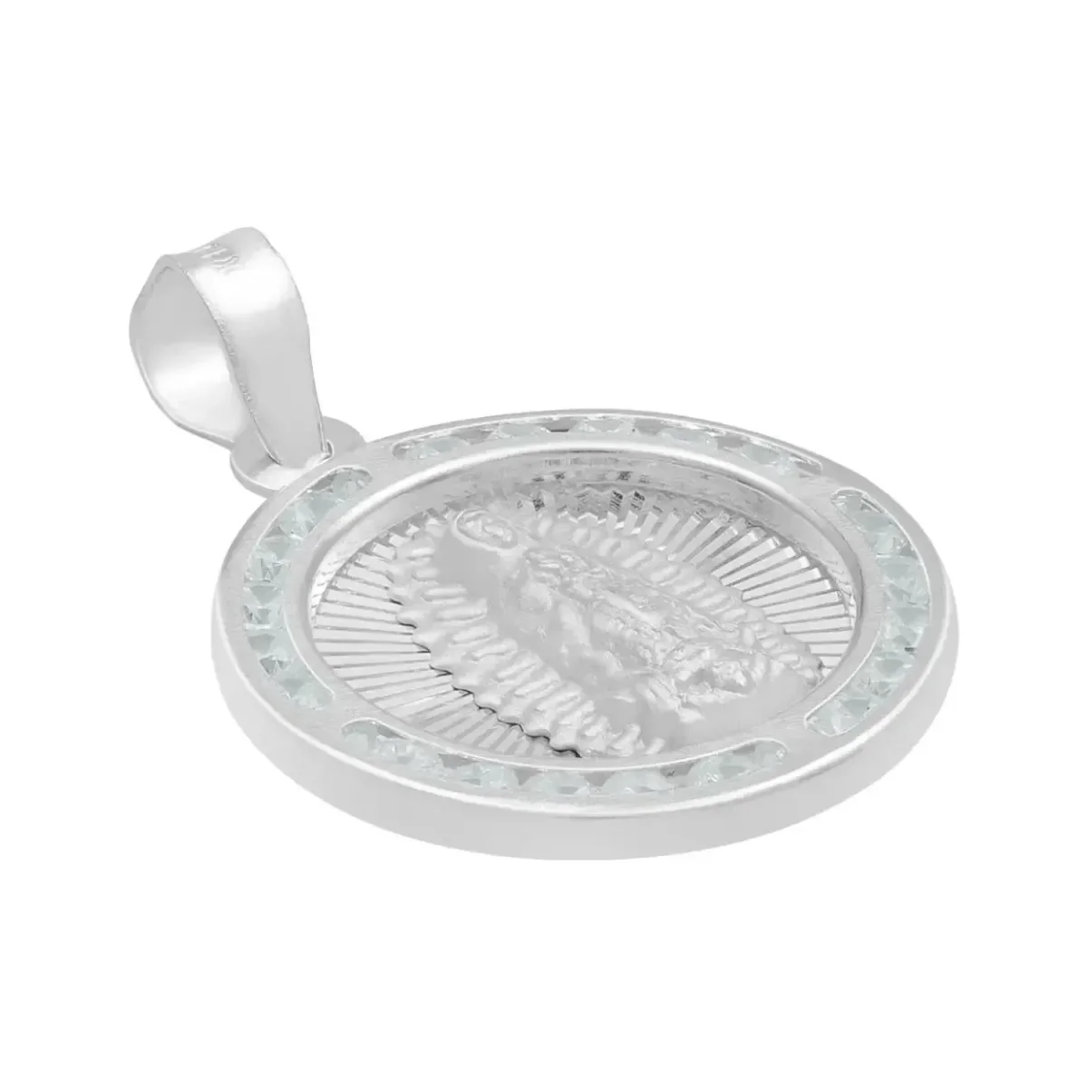 Dije Medalla Virgen de Guadalupe Plata 925 con Zirconia - Imagen 3