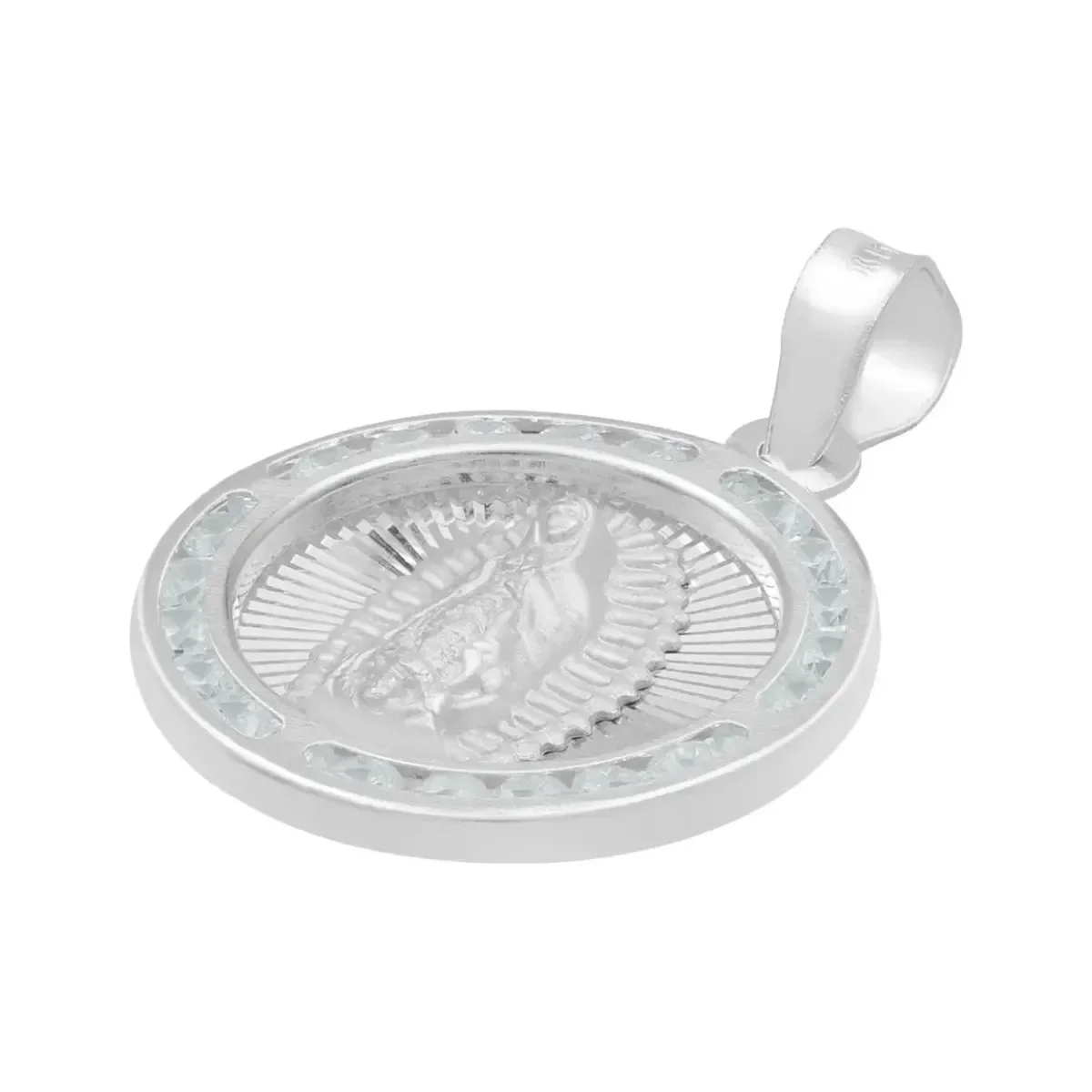 Dije Medalla Virgen de Guadalupe Plata 925 con Zirconia - Imagen 4