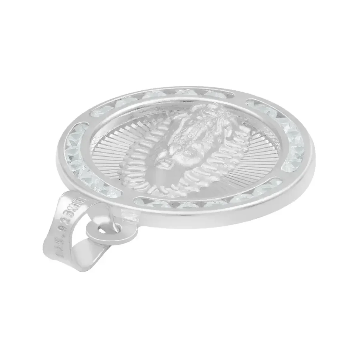 Dije Medalla Virgen de Guadalupe Plata 925 con Zirconia - Imagen 5