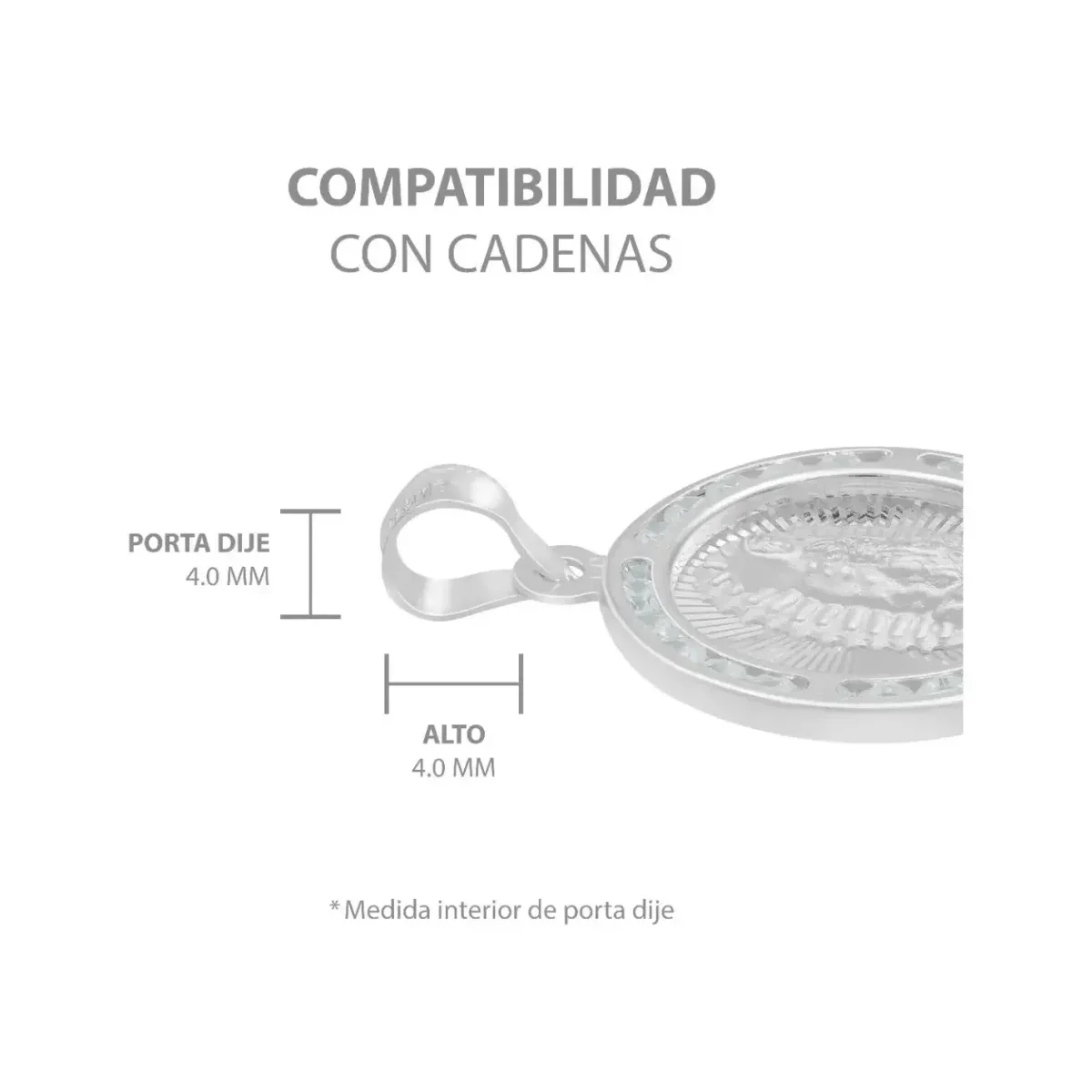 Dije Medalla Virgen de Guadalupe Plata 925 con Zirconia - Imagen 6