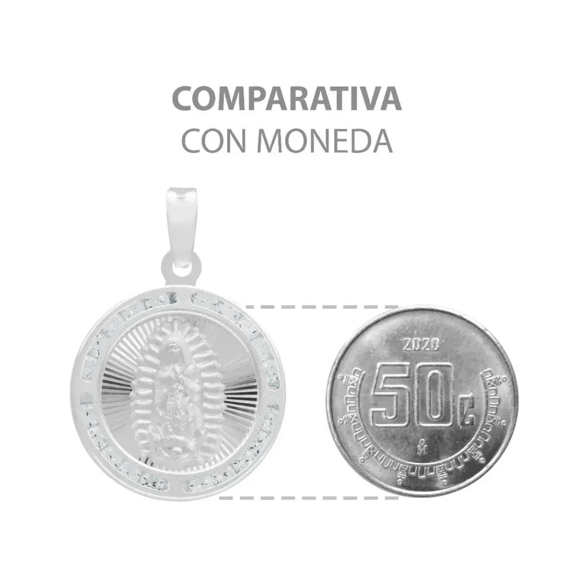 Dije Medalla Virgen de Guadalupe Plata 925 con Zirconia - Imagen 8