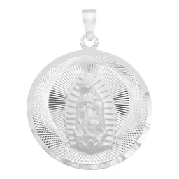 Dije Medalla Virgen de Guadalupe Plata 925 Diamantada Artesanal - Imagen 1