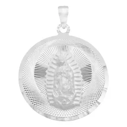 Dije Medalla Virgen de Guadalupe Plata 925 Diamantada Artesanal - Imagen 1