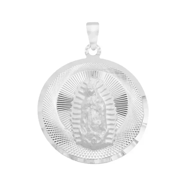 Dije Medalla Virgen de Guadalupe Plata 925 Diamantada Artesanal - Imagen 1
