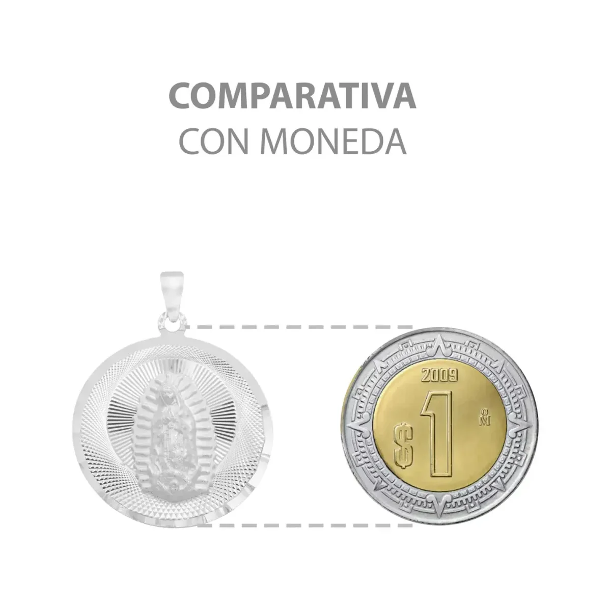 Dije Medalla Virgen de Guadalupe Plata 925 Diamantada Artesanal - Imagen 5