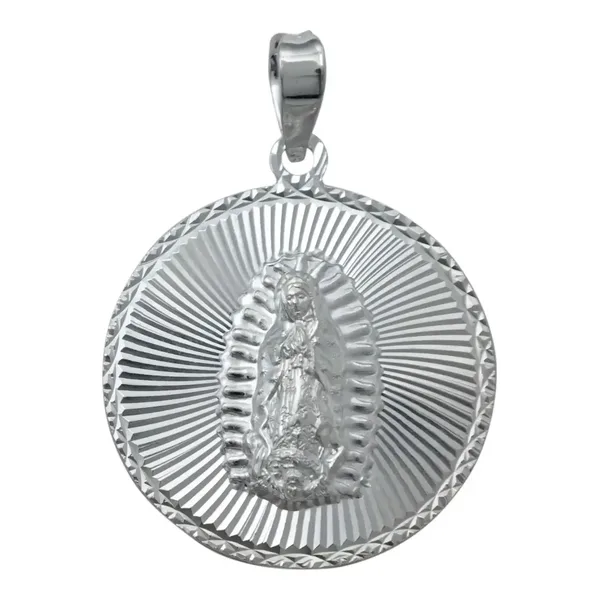 Dije Medalla Virgen de Guadalupe Plata 925 Diamantada Diseño Oval Grande - Imagen 1