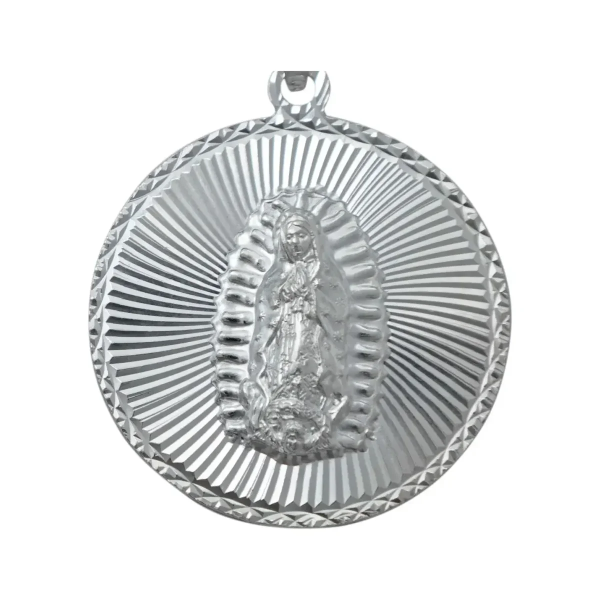 Dije Medalla Virgen de Guadalupe Plata 925 Diamantada Diseño Oval Grande - Imagen 2