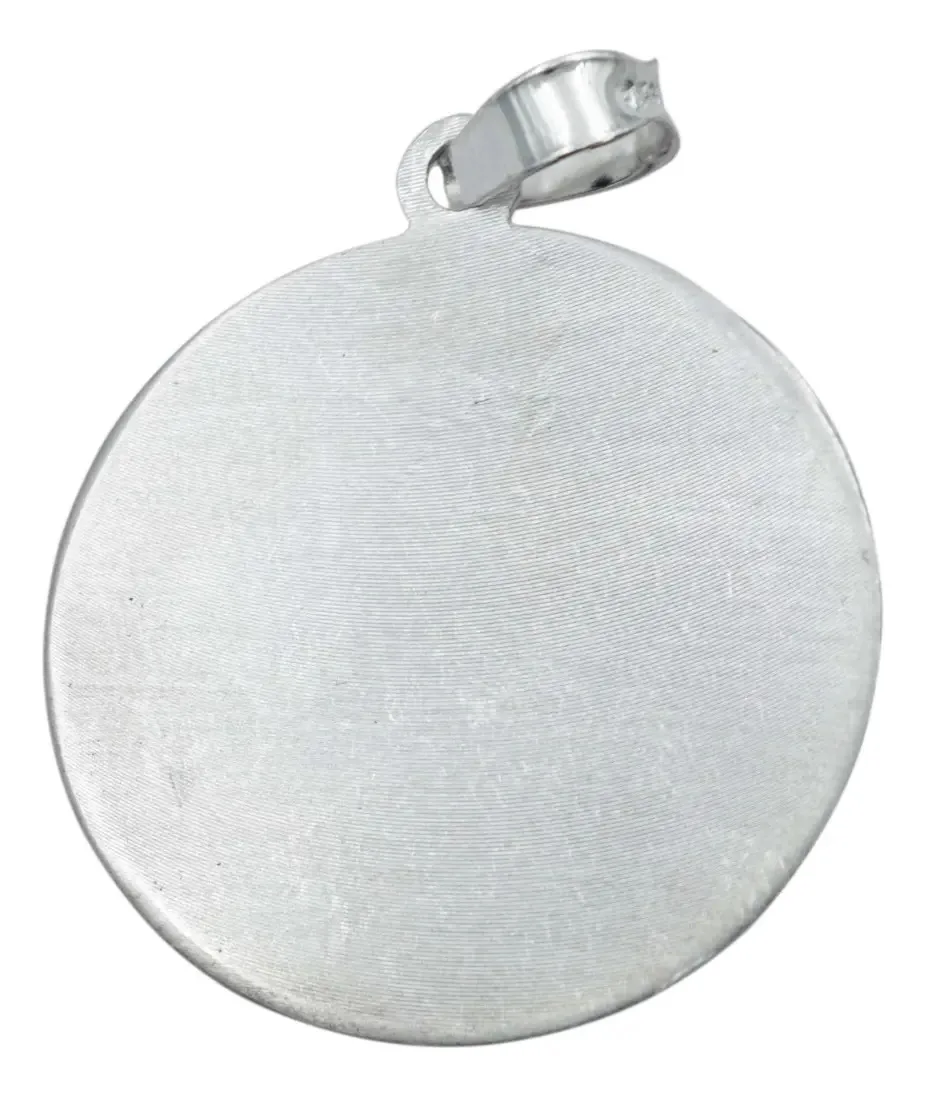 Dije Medalla Virgen de Guadalupe Plata 925 Diamantada Diseño Oval Grande - Imagen 3