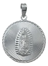 Dije Medalla Virgen de Guadalupe Plata 925 Diamantada Grabada - Imagen 1