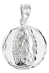 Dije Medalla Virgen de Guadalupe Plata 925 Diamantada Zirconia - Imagen 1