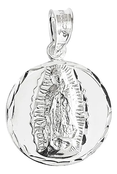 Dije Medalla Virgen de Guadalupe Plata 925 Diamantada Zirconia - Imagen 1