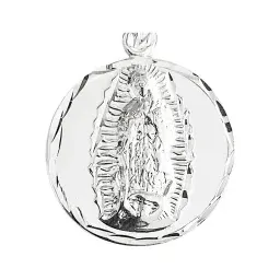 Dije Medalla Virgen de Guadalupe Plata 925 Diamantada Zirconia - Imagen 2