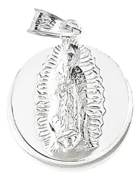 Dije Medalla Virgen de Guadalupe Plata 925 Diamantada Zirconia - Imagen 3