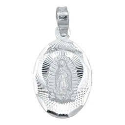 Dije Medalla Virgen de Guadalupe Plata 925 Diamantado - Imagen 1
