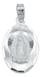 Dije Medalla Virgen de Guadalupe Plata 925 Diamantado - Imagen 1