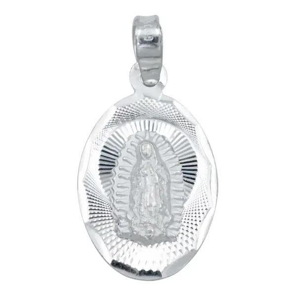 Dije Medalla Virgen de Guadalupe Plata 925 Diamantado - Imagen 1