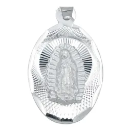 Dije Medalla Virgen de Guadalupe Plata 925 Diamantado - Imagen 2