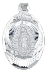 Dije Medalla Virgen de Guadalupe Plata 925 Diamantado - Imagen 2