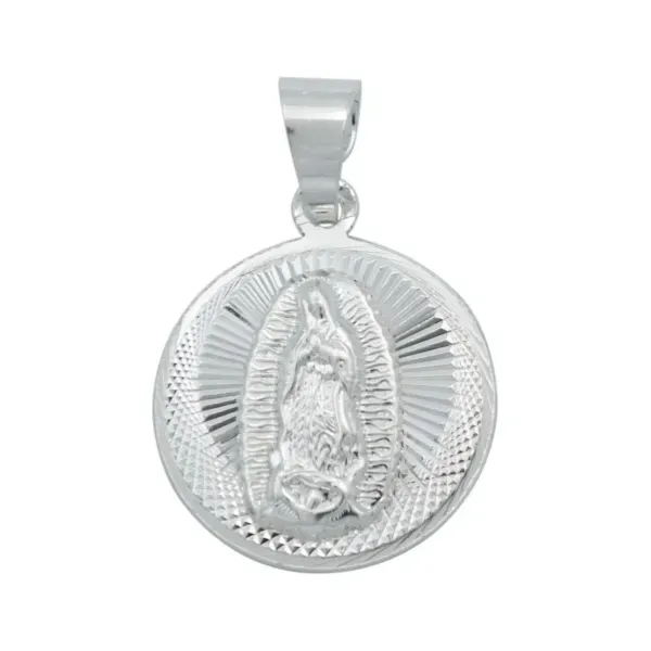 Dije Medalla Virgen de Guadalupe Plata 925 Diseño Diamantado Modelo 2168 - Imagen 1