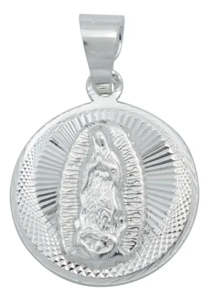 Dije Medalla Virgen de Guadalupe Plata 925 Diseño Diamantado Modelo 2168 - Imagen 1