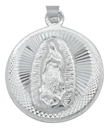 Dije Medalla Virgen de Guadalupe Plata 925 Diseño Diamantado Modelo 2168 - Imagen 2