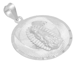 Dije Medalla Virgen de Guadalupe Plata 925 Diseño Diamantado Modelo 2193 - Imagen 4