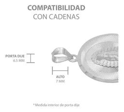 Dije Medalla Virgen de Guadalupe Plata 925 Diseño Diamantado Modelo 2193 - Imagen 6