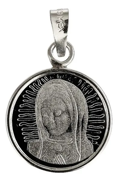 Dije Medalla Virgen de Guadalupe Plata .925 Diseño Religioso - Imagen 1