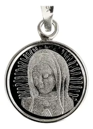 Dije Medalla Virgen de Guadalupe Plata .999 Diseño Religioso - Imagen 2