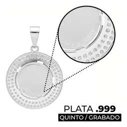 Dije Medalla Virgen de Guadalupe Plata .999 Doble Halo Zirconias - Imagen 3