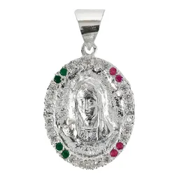 Dije Medalla Virgen de Guadalupe Plata 925 Doble Vista Zirconia - Imagen 1