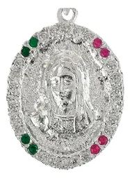 Dije Medalla Virgen de Guadalupe Plata 925 Doble Vista Zirconia - Imagen 3