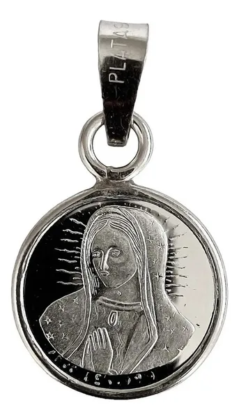 Dije Medalla Virgen de Guadalupe Plata 925 Religiosa - Imagen 1