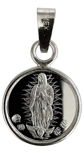 Dije Medalla Virgen de Guadalupe Plata .925 Religioso - Imagen 1
