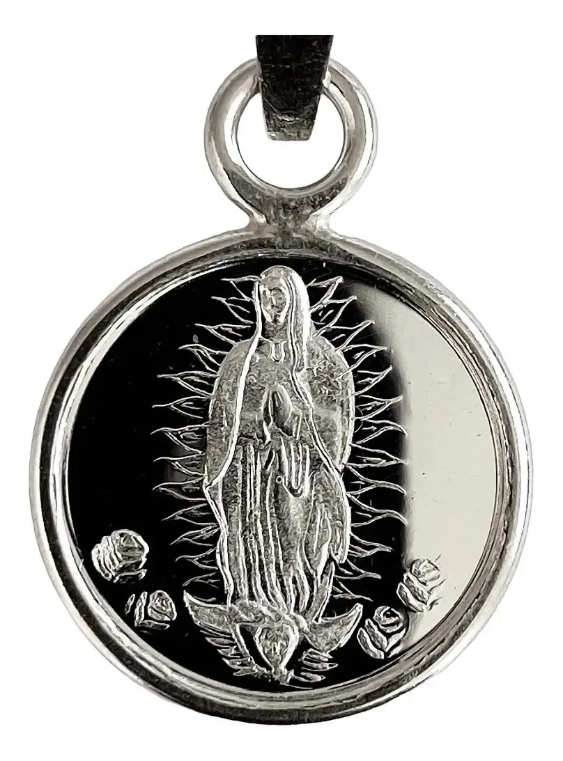 Dije Medalla Virgen de Guadalupe Plata .925 Religioso - Imagen 1