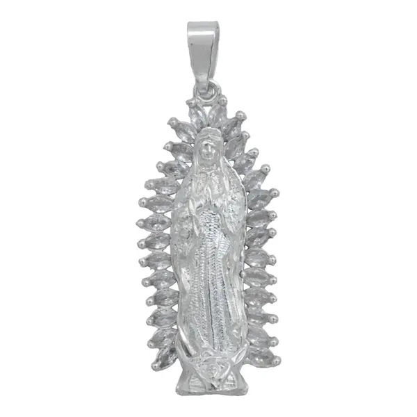 Dije Medalla Virgen de Guadalupe Plata 925 Zirconia Baguette - Imagen 1