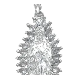 Dije Medalla Virgen de Guadalupe Plata 925 Zirconia Baguette - Imagen 2