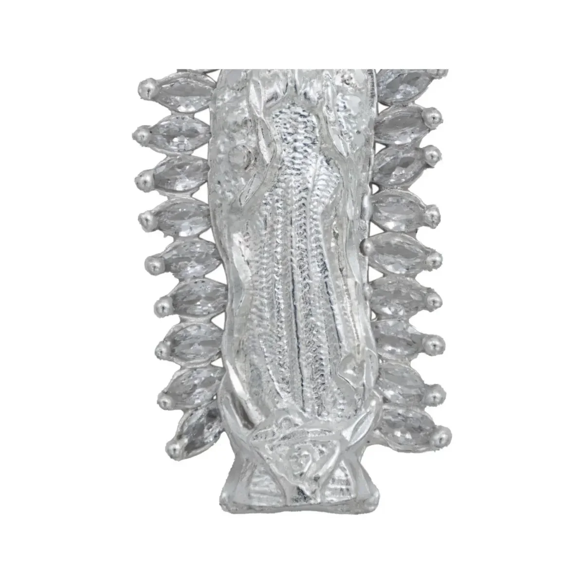 Dije Medalla Virgen de Guadalupe Plata 925 Zirconia Baguette - Imagen 3