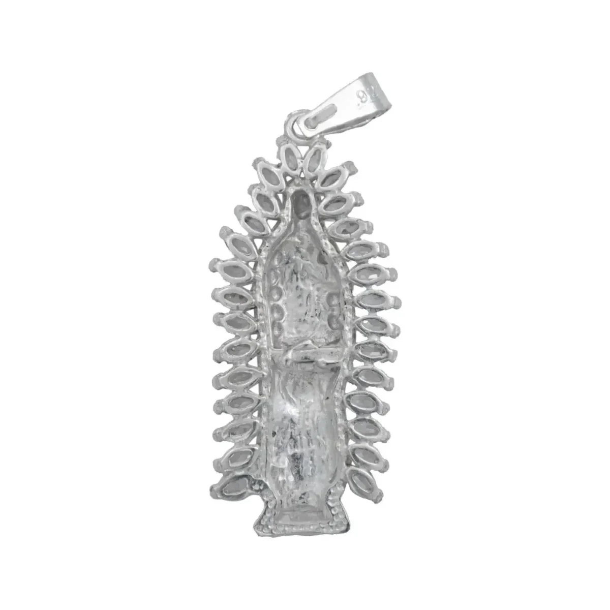 Dije Medalla Virgen de Guadalupe Plata 925 Zirconia Baguette - Imagen 4