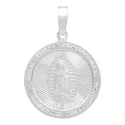 Dije Medalla Virgen de Guadalupe Plata 925 Zirconia Blanca - Imagen 1