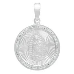 Dije Medalla Virgen de Guadalupe Plata 925 Zirconia Blanca - Imagen 1